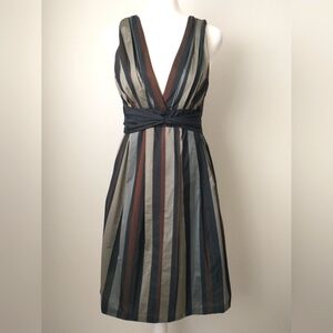 Eva Franco Anthropologie striped taffeta pleated dress 4